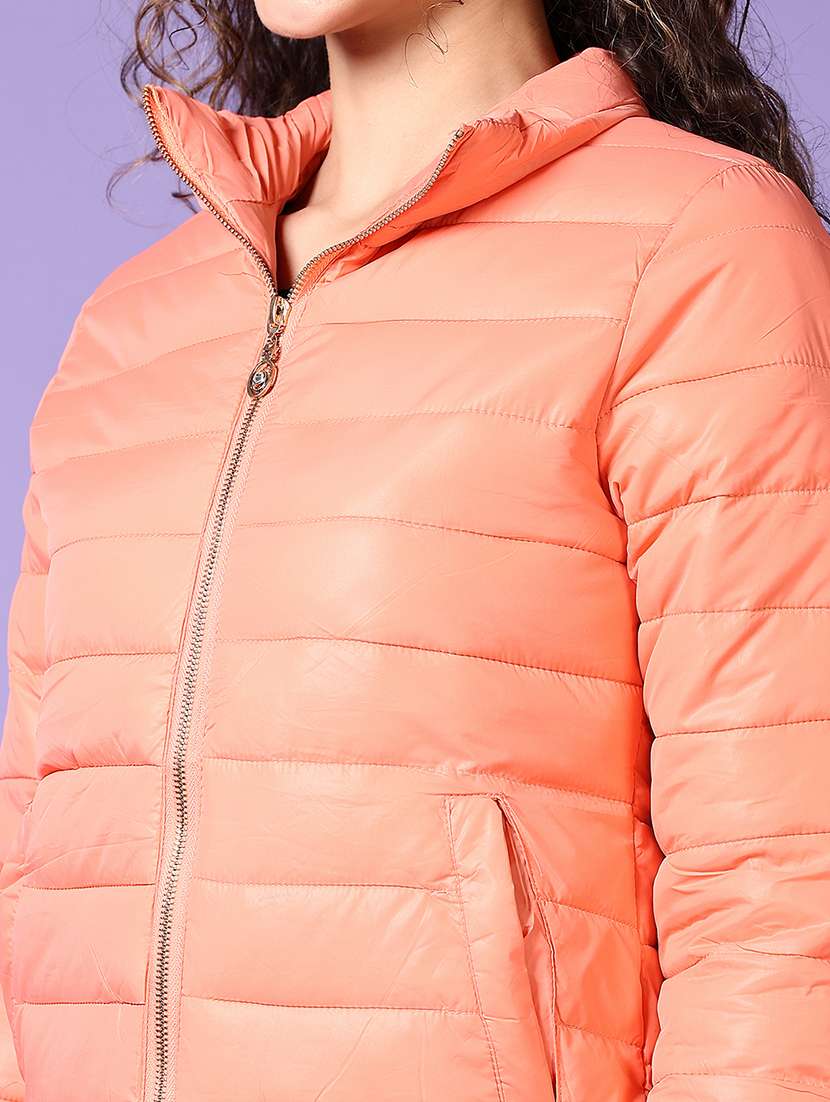 women long sleeves solid puffer jacket - 21662860 -  Standard Image - 5