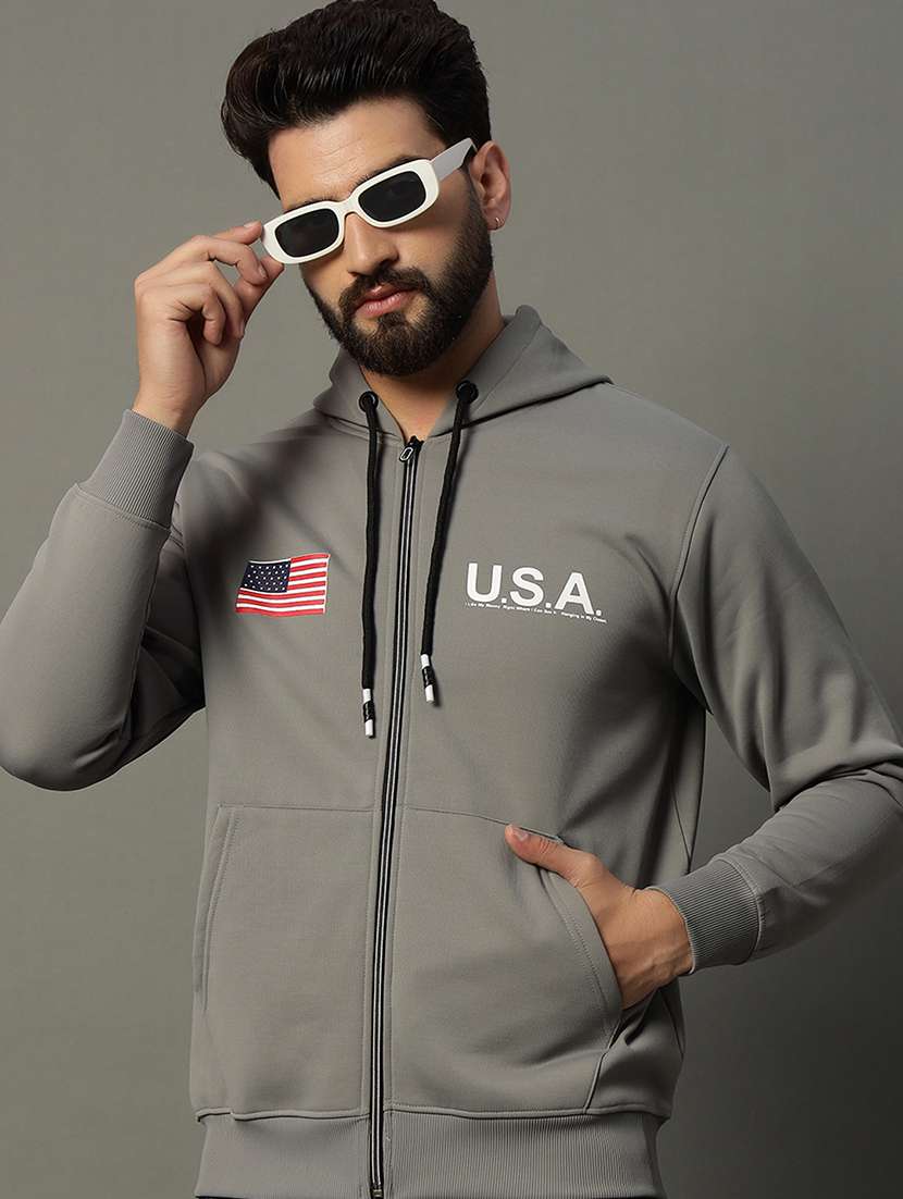 men long sleeve chest print sweatshirt