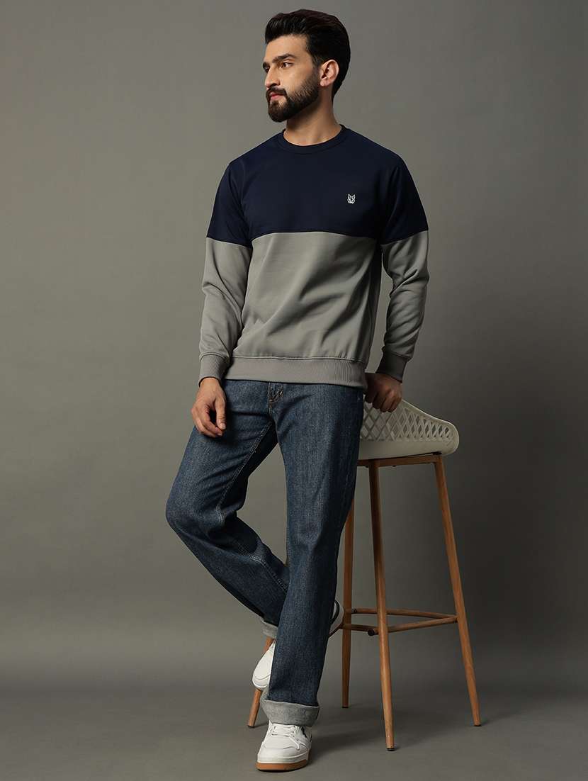 men long sleeve color block sweatshirt - 21662919 -  Standard Image - 3