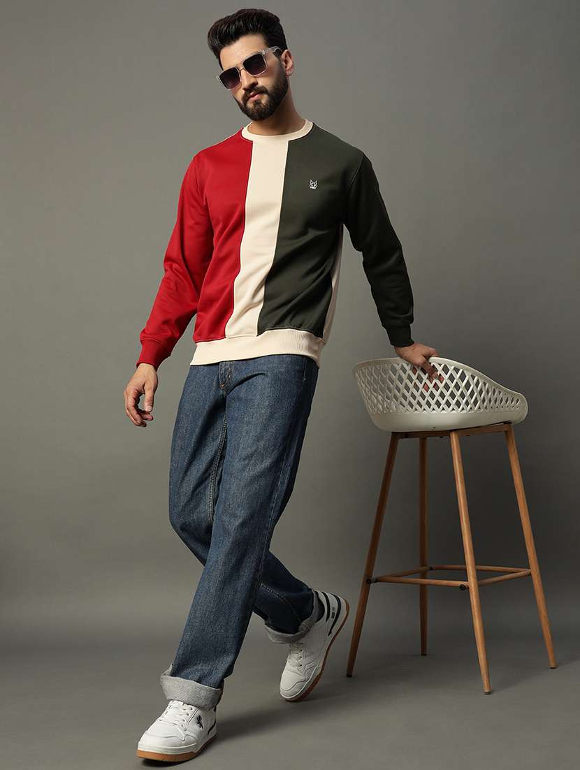 men long sleeve color block sweatshirt - 21662920 -  Standard Image - 3