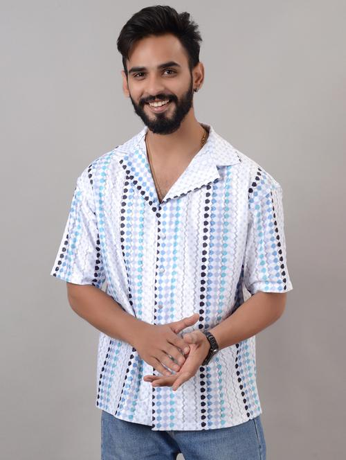 men geometric printed short sleeve casual shirt - 21662977 - Standard Image - 0