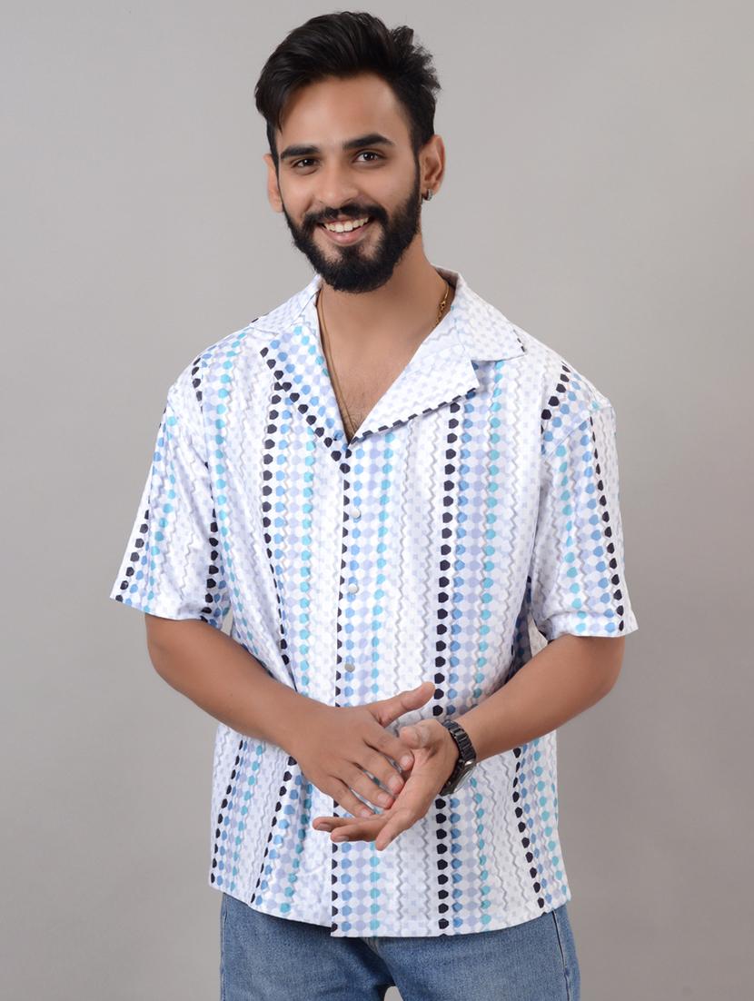 men geometric printed short sleeve casual shirt - 21662977 - Zoom Image - 0