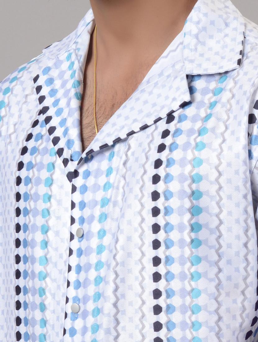 men geometric printed short sleeve casual shirt - 21662977 - Standard Image - 3