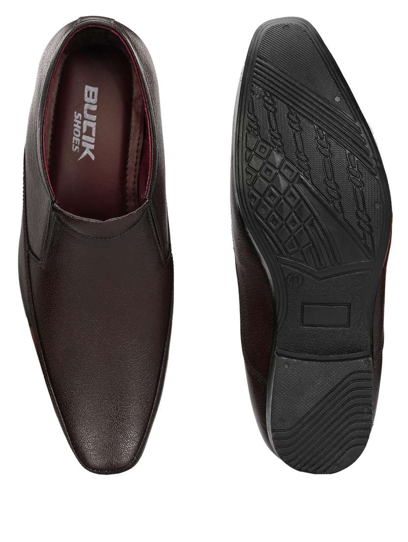 men brown slip on formal shoes - 21663000 -  Standard Image - 5