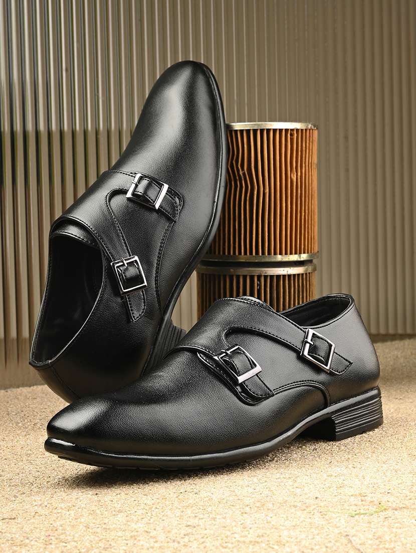 men solid lightweight monk strap shoes