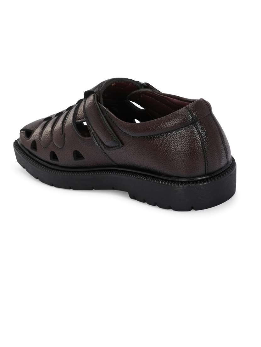 men brown solid slip on sandal - 21663015 - Standard Image - 3