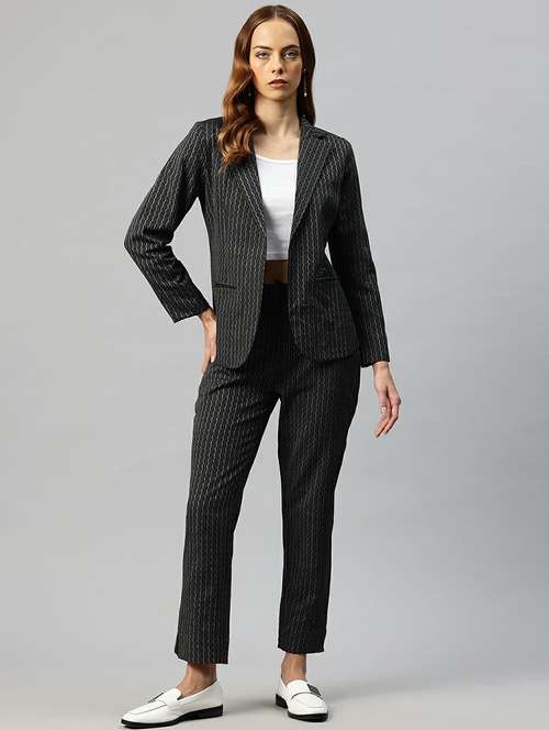 women black geometric print blazer & trousers set - 21663356 -  Standard Image - 0