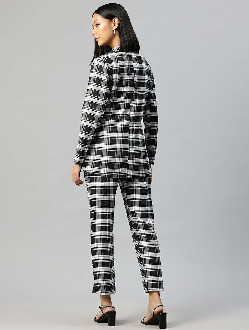 women black checks blazer & trousers co-ords set - 21663358 -  Standard Image - 3