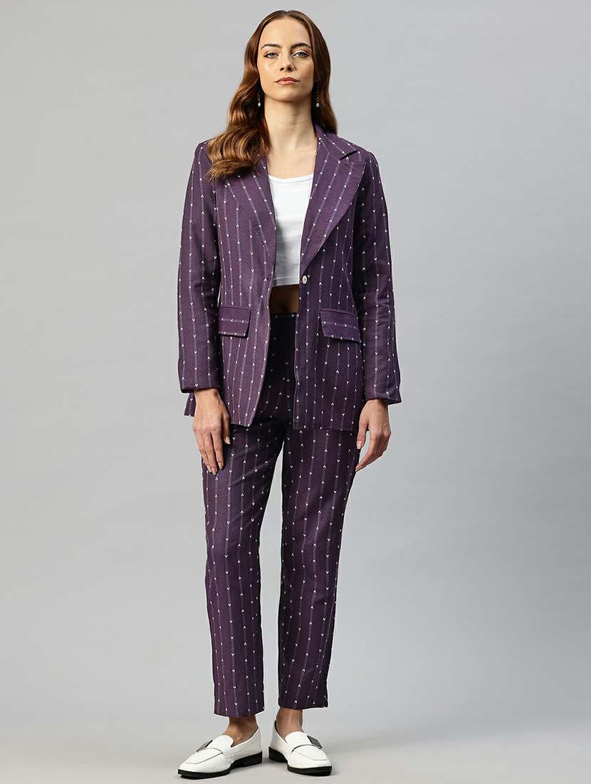 women self design blazer & trousers co-ords set - 21663359 - Zoom Image - 0
