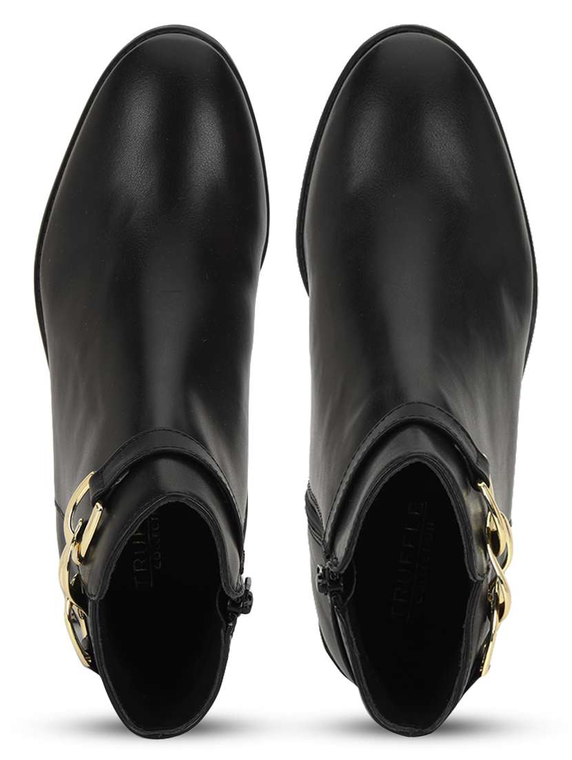 black pu high-end-fashion stylish ankle boots - 21663408 -  Standard Image - 3