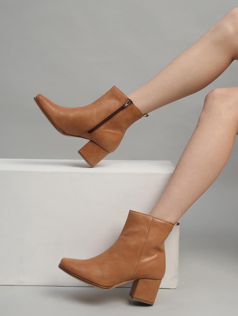 tan pu high-end-fashion stylish ankle boots