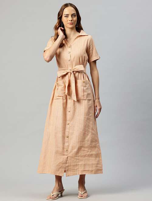 women short sleeves solid a-line dress - 21663449 -  Standard Image - 0