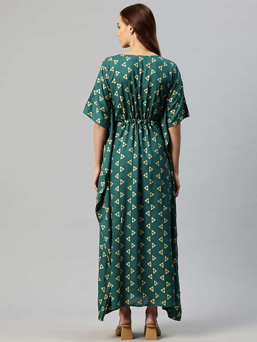 women v-neck printed kaftan dress - 21663455 -  Standard Image - 3