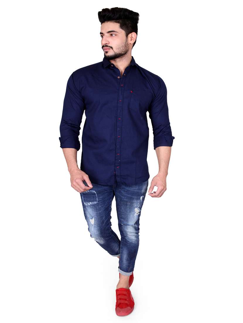 men solid long sleeve casual shirt - 21663645 -  Standard Image - 3
