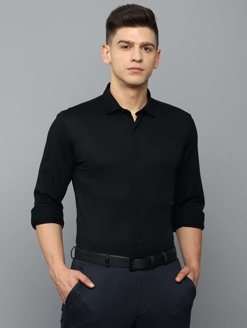 men solid long sleeve casual shirt