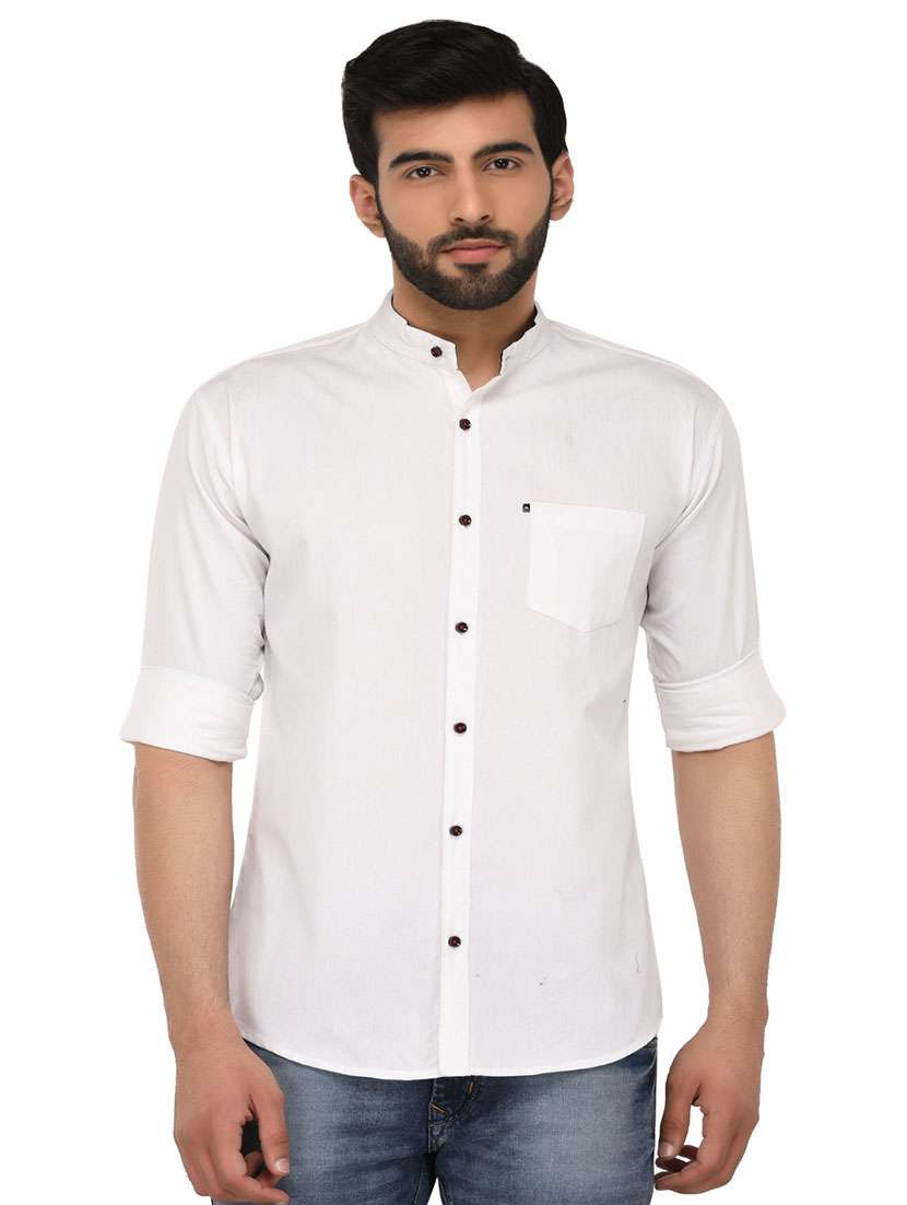 men solid long sleeve casual shirt