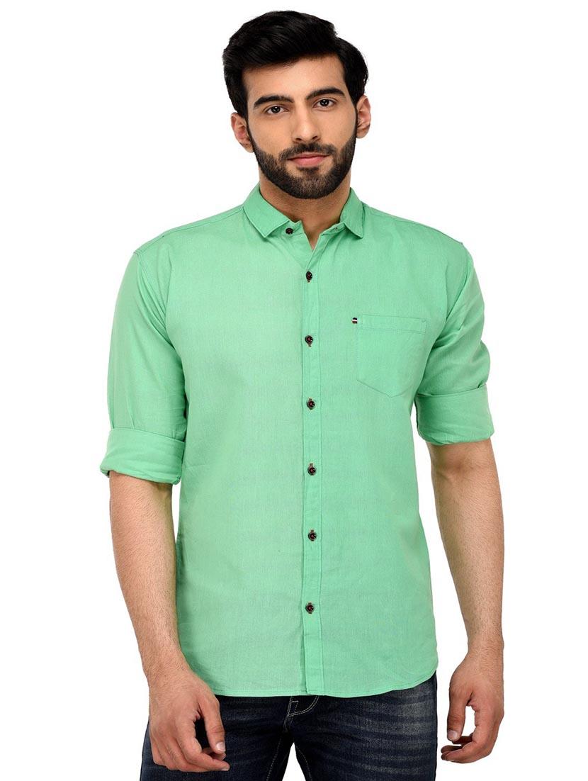 men solid long sleeve casual shirt - 21663686 -  Zoom Image - 0