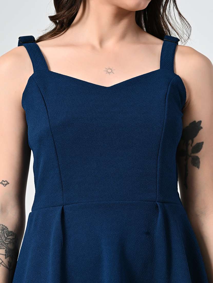 women solid sweetheart neck a-line dress - 21663693 -  Standard Image - 5