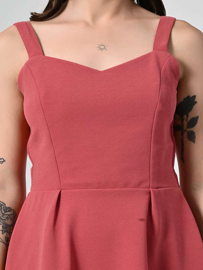 women solid sweetheart neck a-line dress - 21663694 -  Standard Image - 5