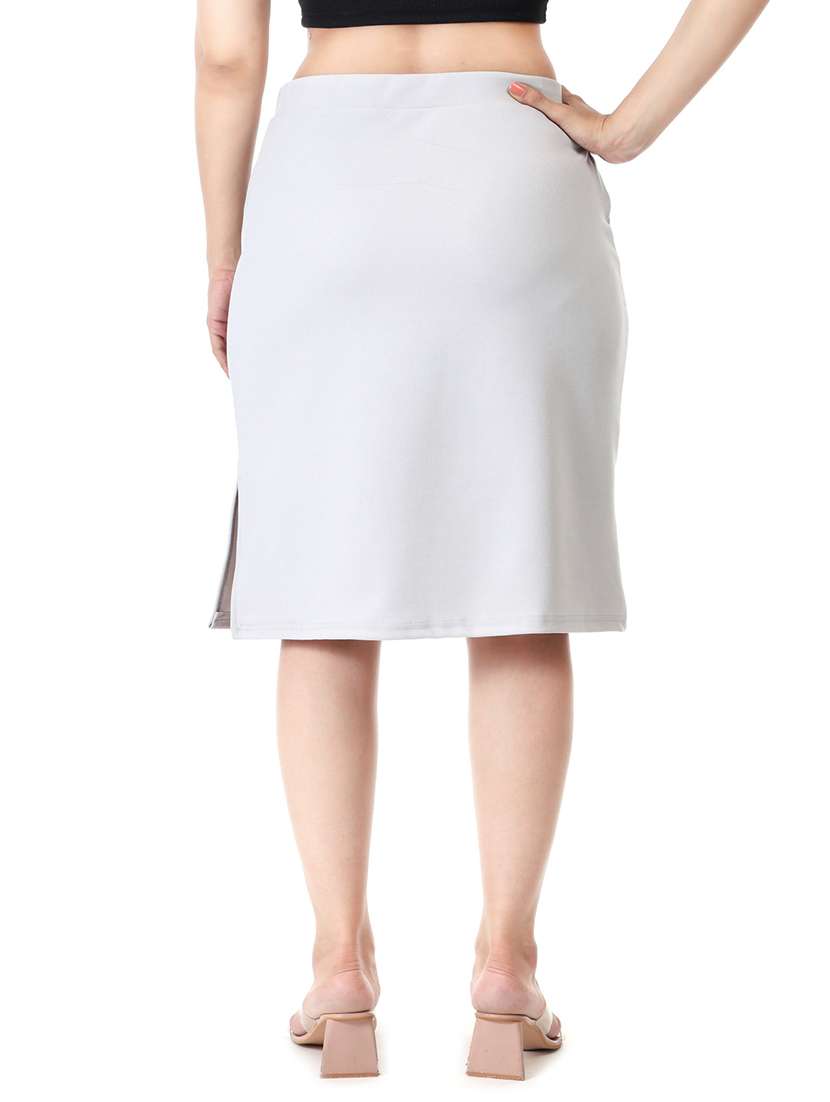 women white solid pencil skirt - 21663703 - Standard Image - 3