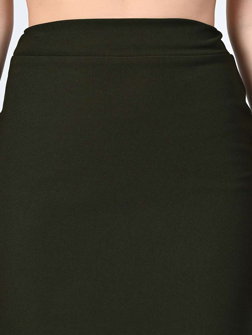 women olive solid pencil skirt - 21663704 - Standard Image - 5