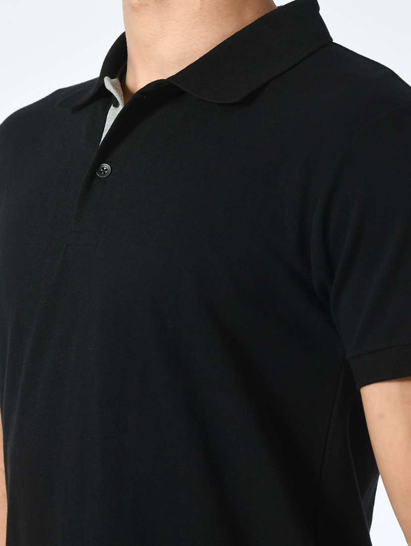 men black polo neck plain t-shirt - 21663710 - Standard Image - 5