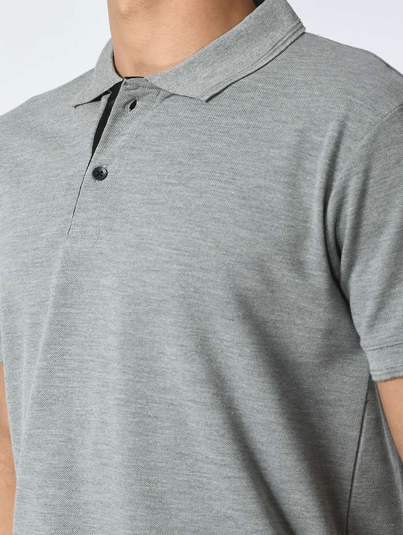 men grey polo neck plain t-shirt - 21663711 - Standard Image - 5
