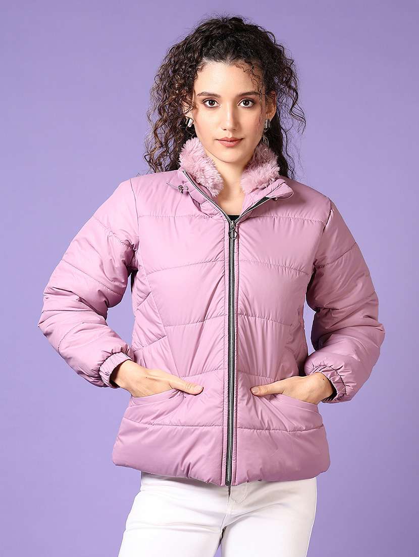 women solid long sleeves puffer jacket