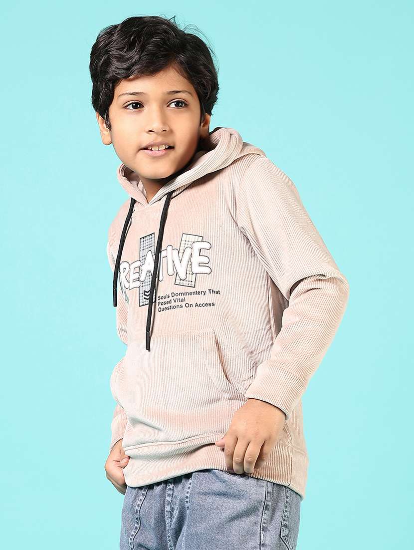 boys beige front print hooded sweatshirt - 21663754 -  Standard Image - 5