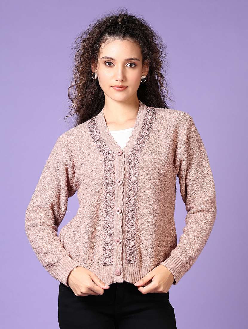 women self designed long sleeve cardigan