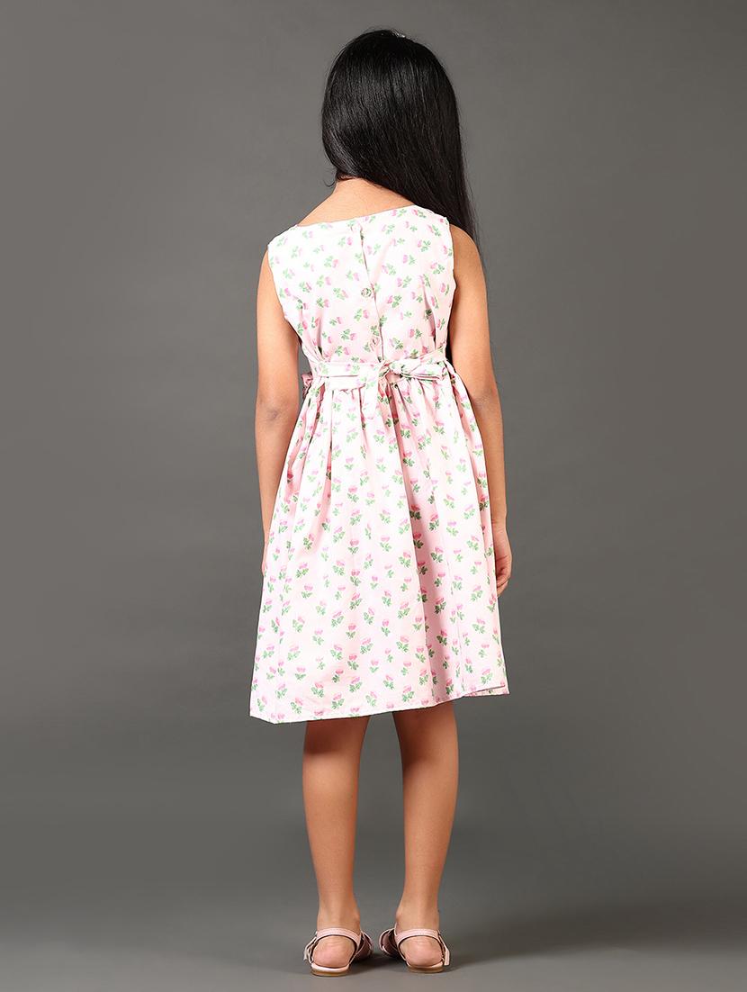 girls printed sleeveless round neck frock - 21663757 - Standard Image - 3