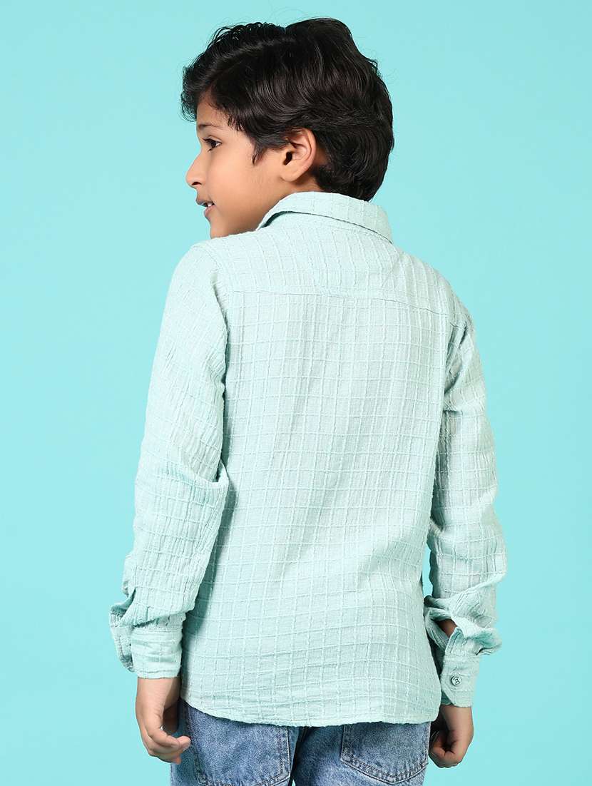 boys textured collared long sleeves shirt - 21663772 -  Standard Image - 3