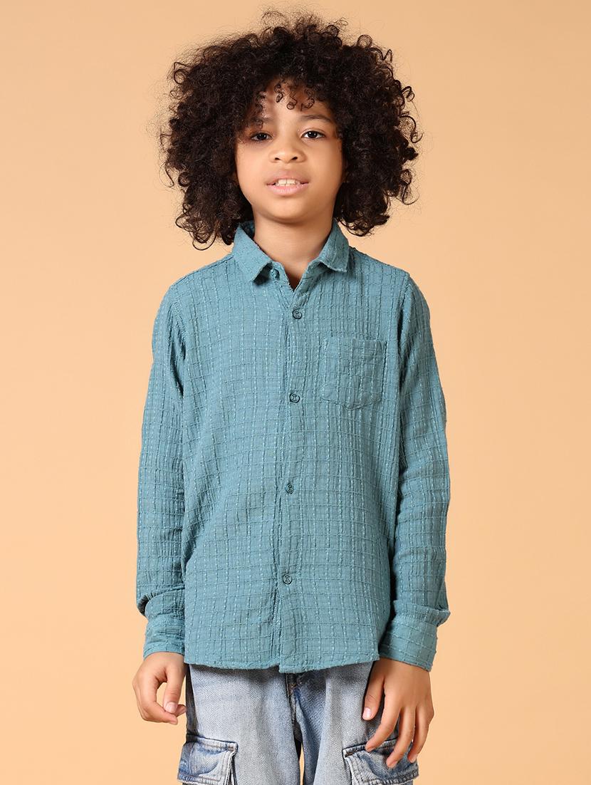 boys long sleeves self design shirt - 21663773 -  Zoom Image - 0