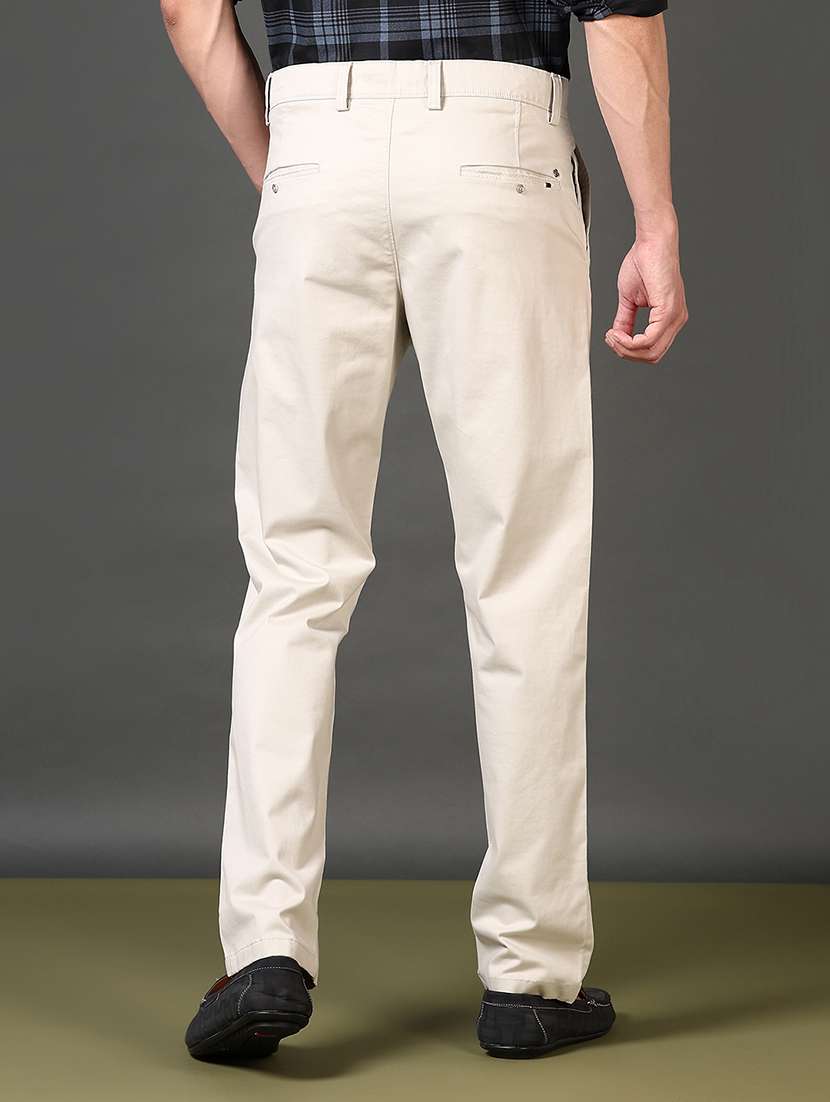 men solid mid rise flat front casual trouser - 21663779 -  Standard Image - 3