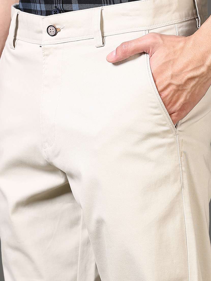 men solid mid rise flat front casual trouser - 21663779 -  Standard Image - 5