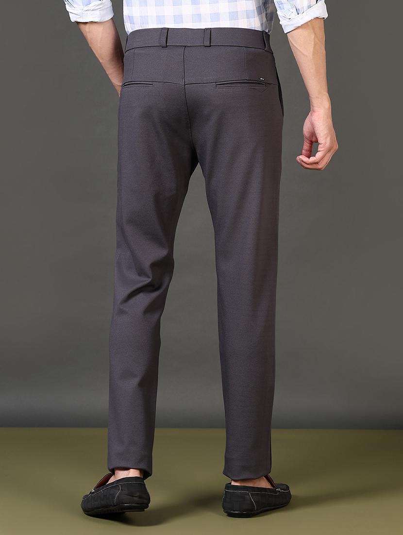 men solid mid rise flat front casual trouser - 21663786 - Standard Image - 3
