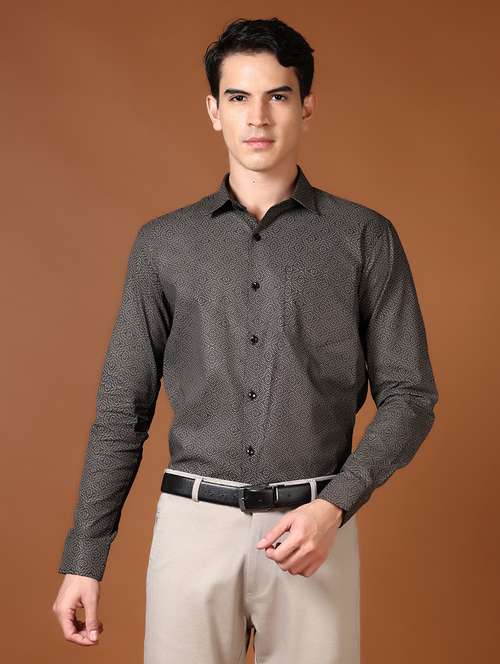 men printed long sleeve formal shirt - 21663805 - Standard Image - 0