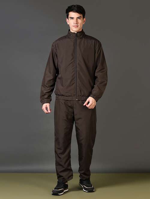 men solid long sleeve full length track suit - 21663806 -  Standard Image - 0