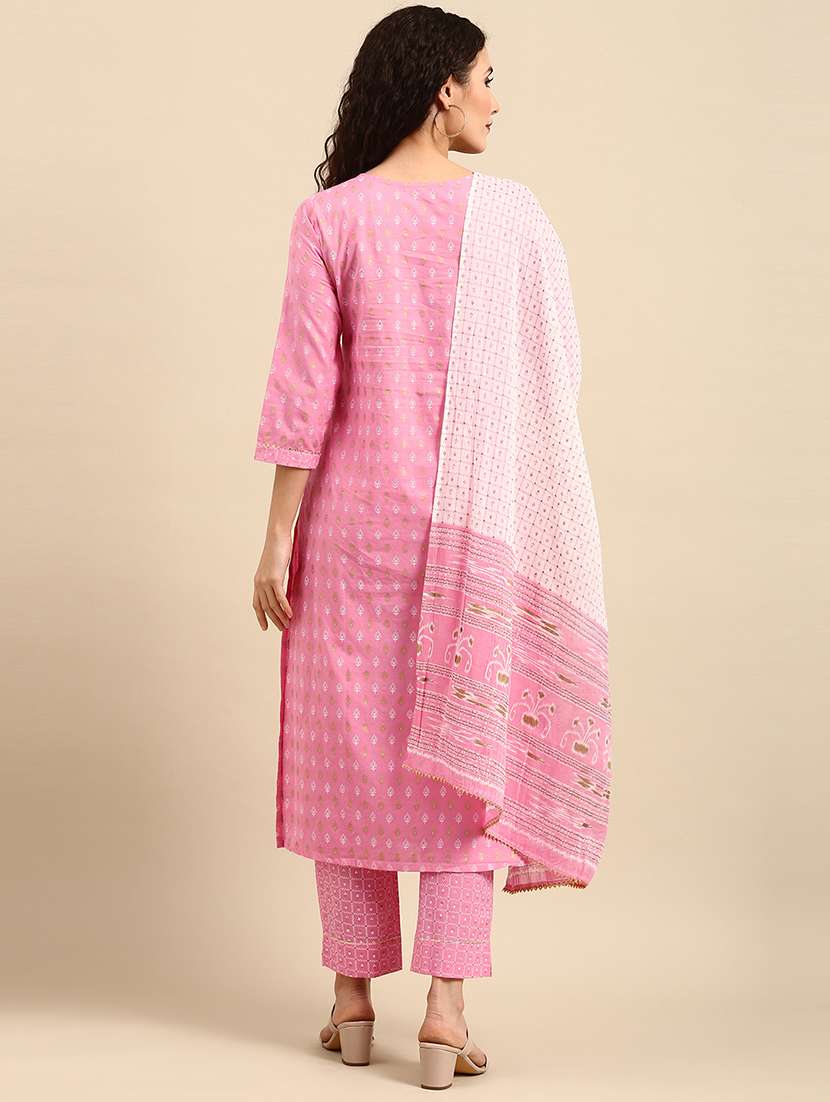 women pink printed kurta pant set with duapatta - 21663960 -  Standard Image - 3