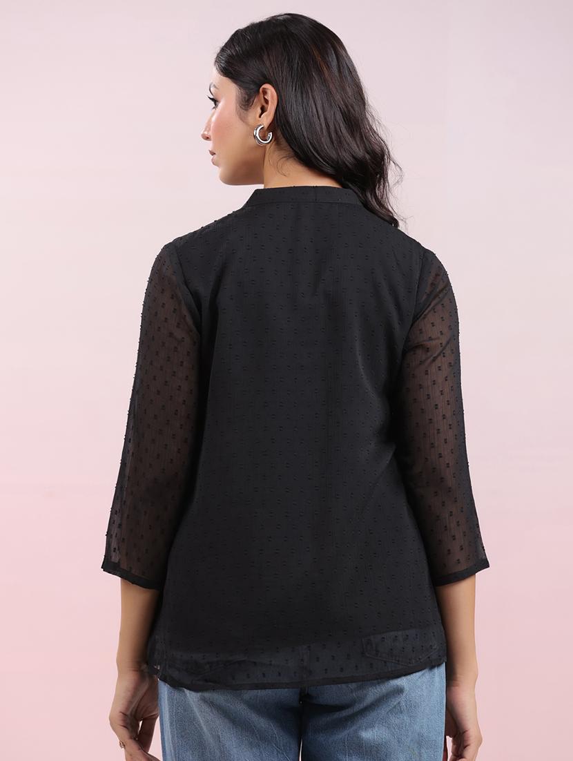 women black self design regular top - 21663962 - Standard Image - 3