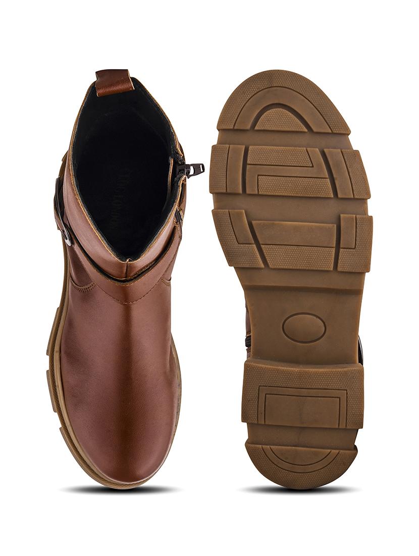women tan solid ankle boots - 21664000 - Standard Image - 8