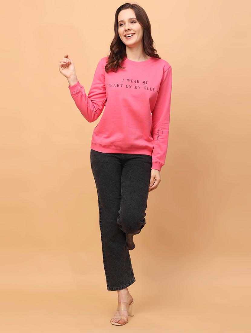 women chest print long sleeve sweatshirt - 21664116 - Standard Image - 3