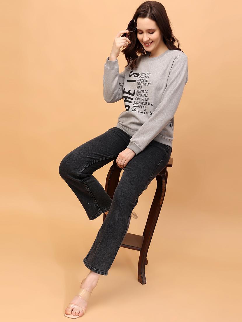 women front print long sleeve sweatshirt - 21664117 - Standard Image - 3