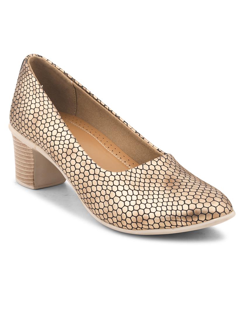 women gold block heel pumps - 21664346 - Zoom Image - 0