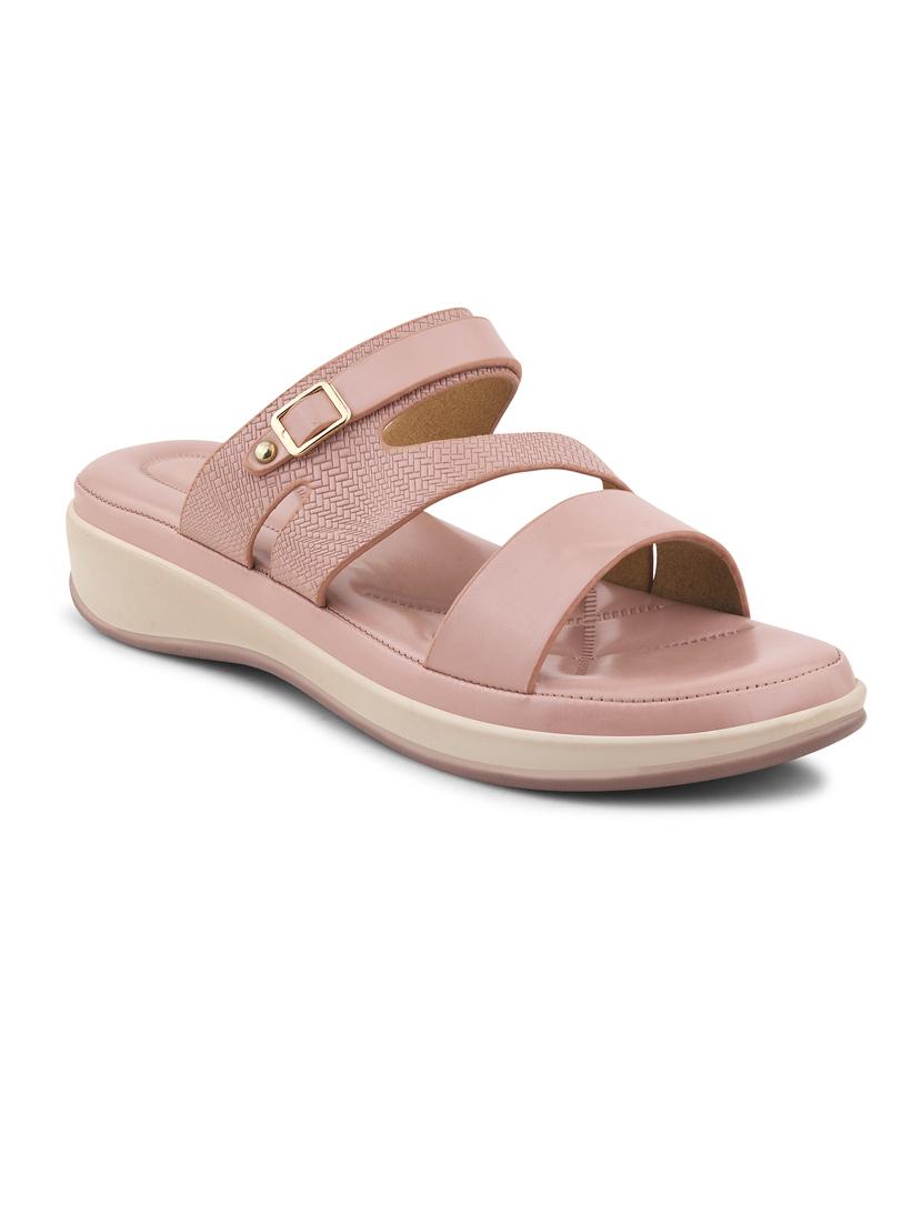 women nude solid slip on sandal