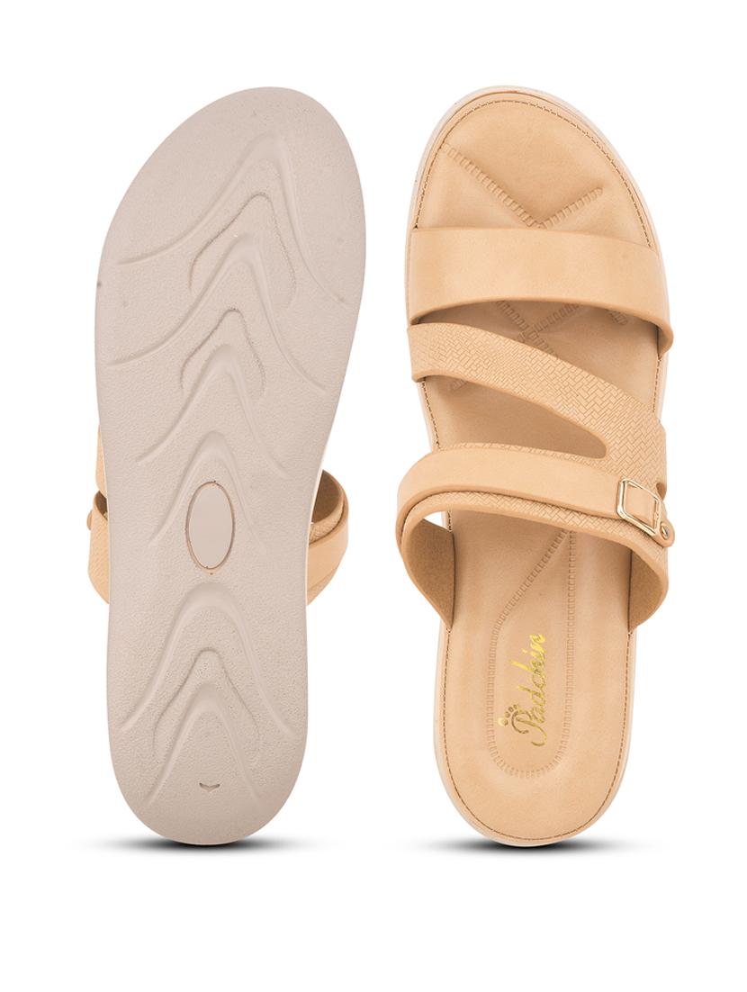women beige solid slip on sandal - 21664349 - Standard Image - 3