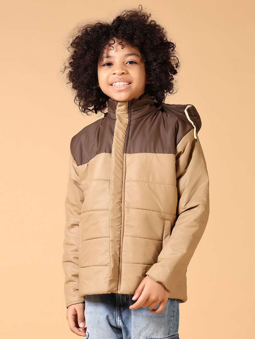 boys color block long sleeve quilted jacket