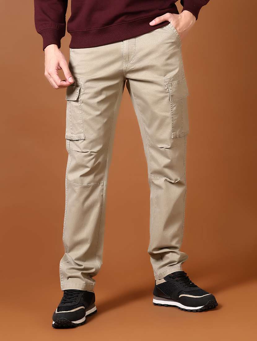 men solid mid rise regular fit cargo - 21664534 -  Standard Image - 3