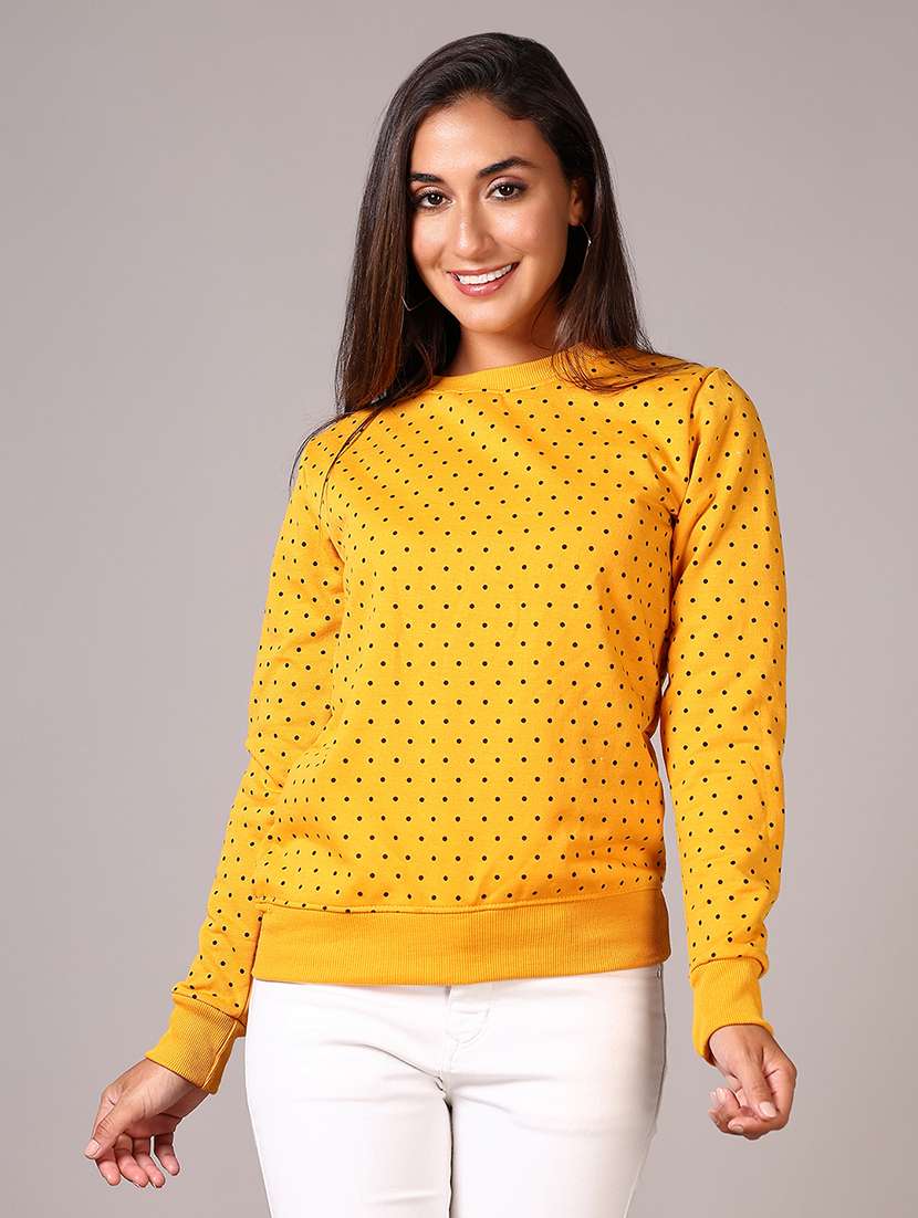 women polka dot printed long sleeve sweatshirt
