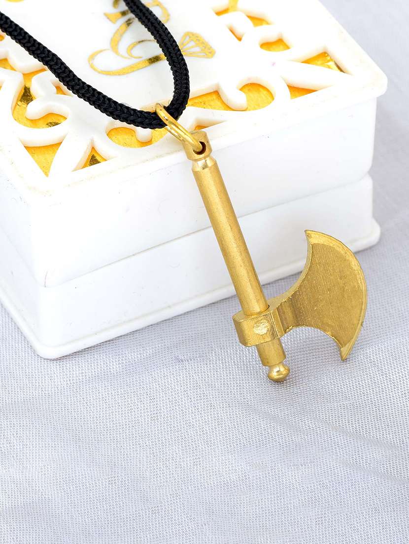 men brass parshuram axe pendant with black thread